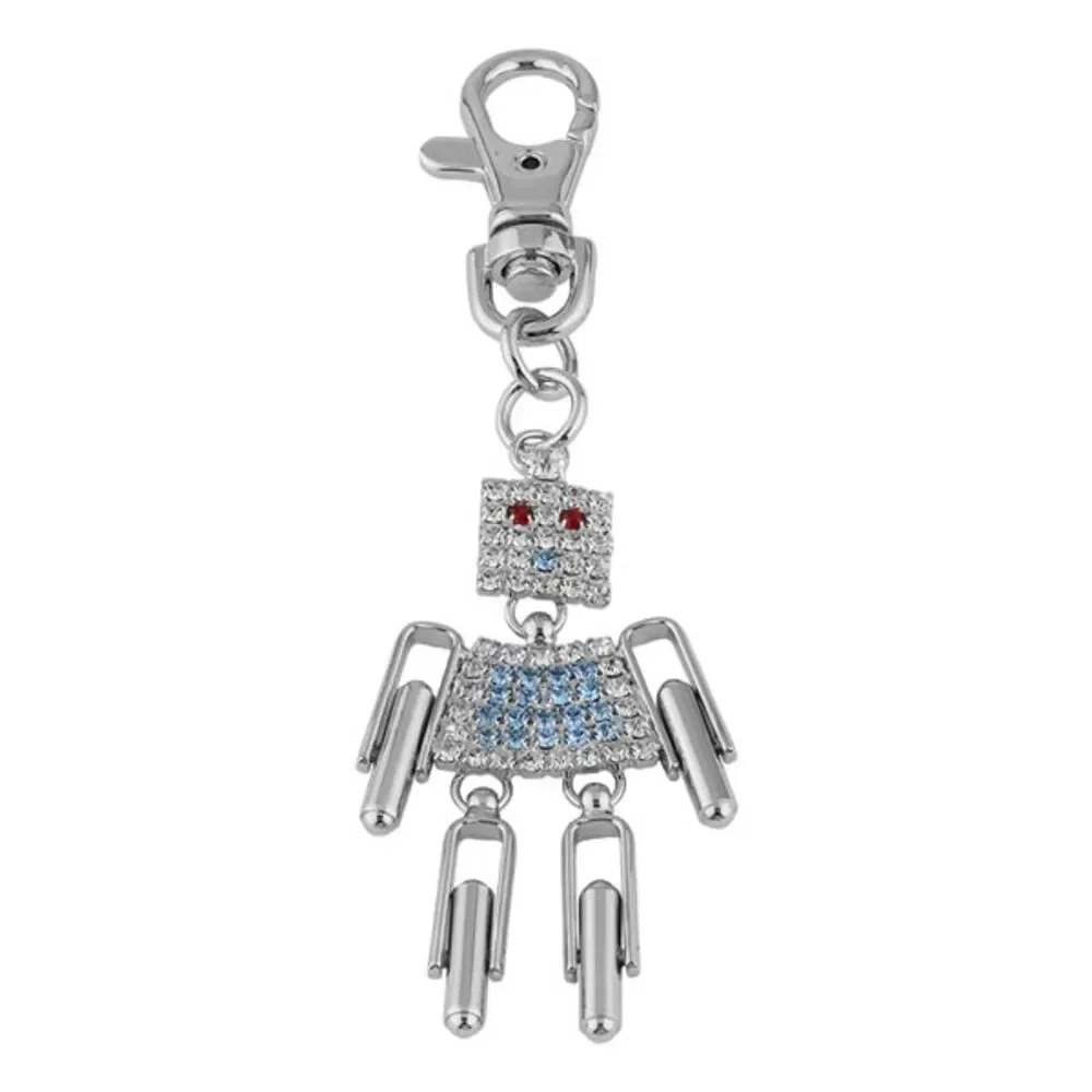 Charming Rhinestone Robot Keychain Charm, Backpack, Purse Key Chain
